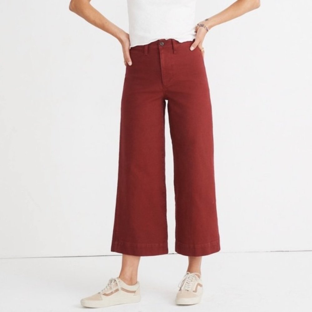 Madewell Emmett Wide Leg Crop Pants Red 34 Tall